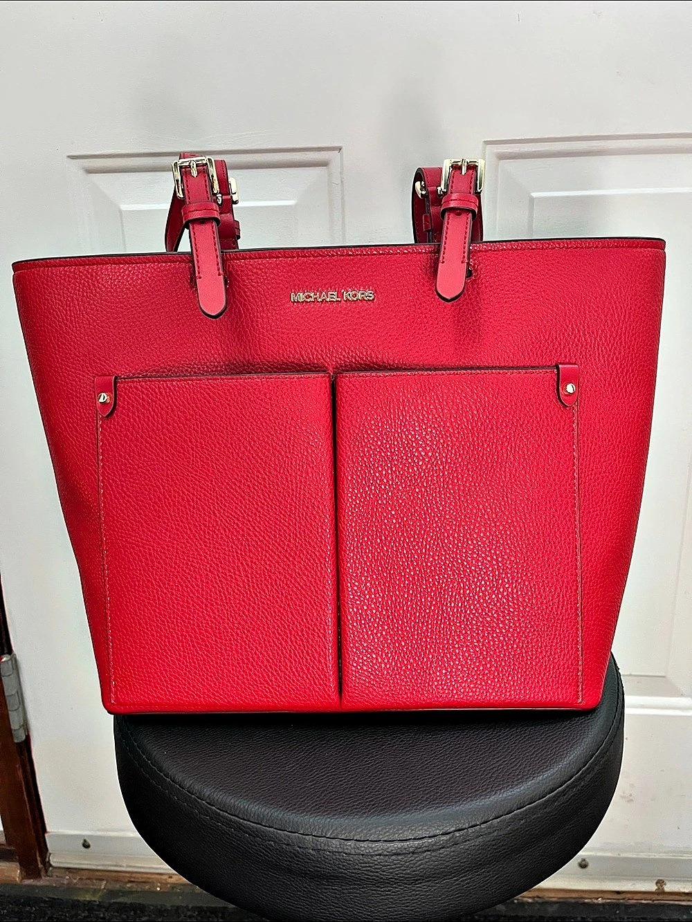 Michael Kors Jet Set Travel Medium Double Pocket Tote Red